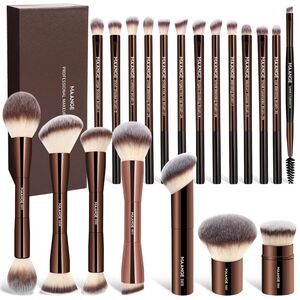 Maange 20 Pcs Brown Double-End Multi-functional Makeup Brushes With Gift Box